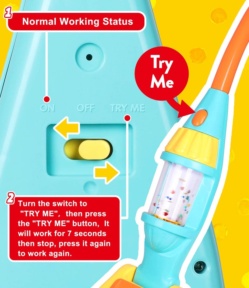 EP EXERCISE N PLAY Kids Vacuum Cleaner Toy Set, Toy Vacuum Cleaner With Light Realistic Sounds & Whirling Stars, Pretend Role Play Household House Keeping Cleaning Play Set Learning Toys For Kids Toddlers Girls Boys Toy - Image 5